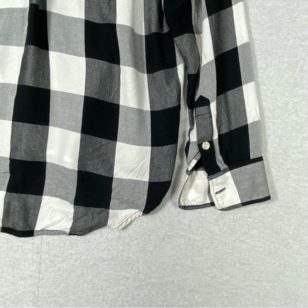 Levis Boyfriend Flannel Shirt Women's L Black White Plaid Button Up Casual Top - Picture 11 of 16